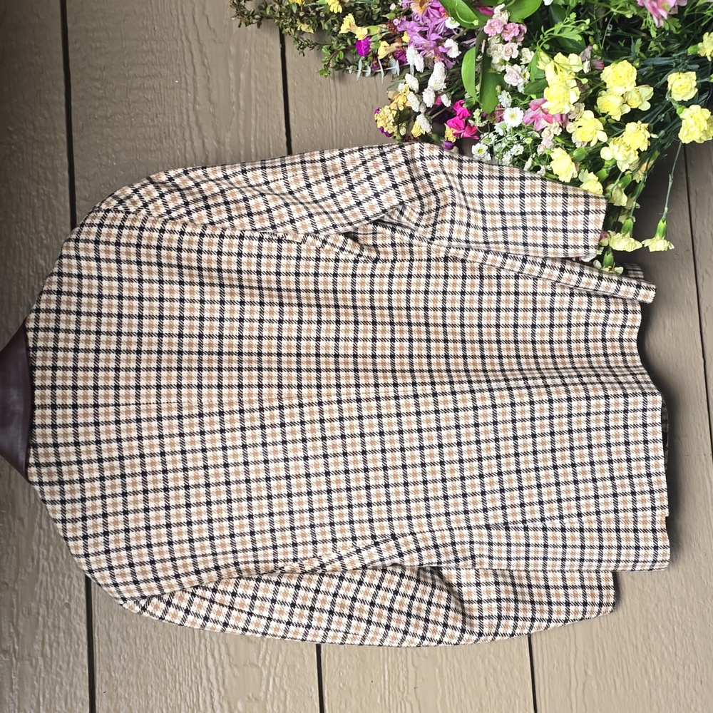 Moschino Cheap and Chic Wool Plaid Leather Collar Blazer Mens 48 - Picture 12 of 12